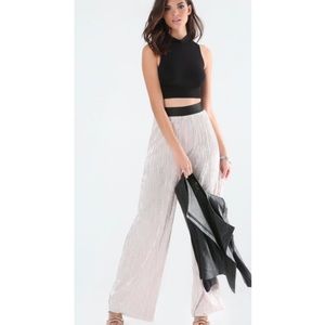 Bebe Metallic Pleated Palazzo Pants